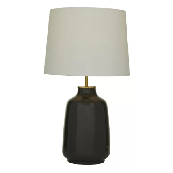 Table Lamps-Kirkland's Home Gray Ceramic Base Gold Accent Table Lamp White