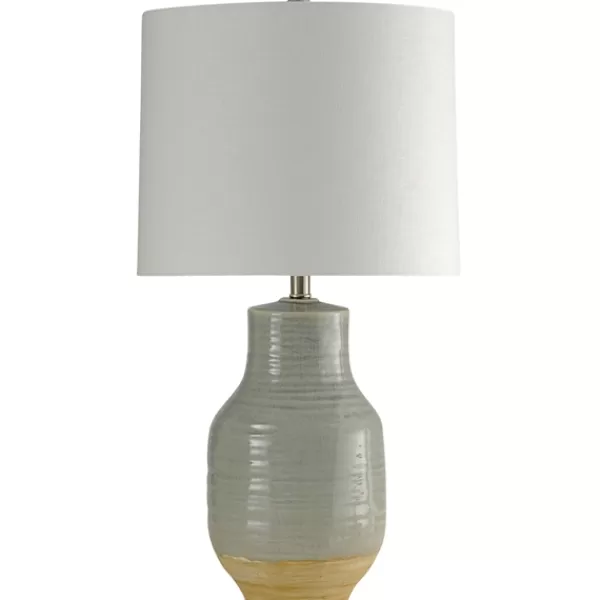 Table Lamps-Kirkland's Home Gray Dipped Two-Toned Ceramic Table Lamp White