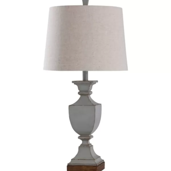 Table Lamps-Kirkland's Home Gray Distressed Square Urn Table Lamp Tan
