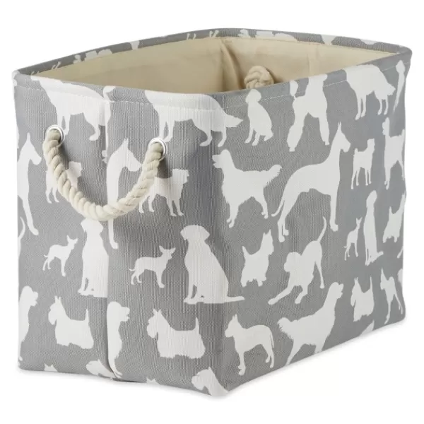 Baskets & Boxes-Kirkland's Home Gray Dog Show Rectangular Storage Bin, 16 In. Gray/White