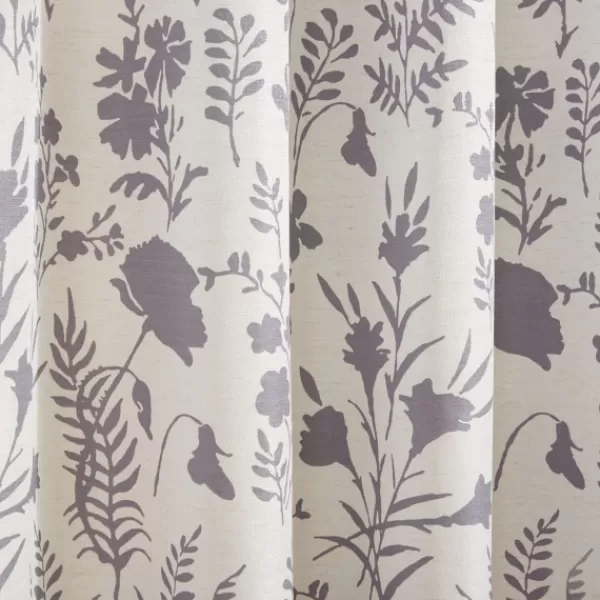 Curtains & Drapes-Kirkland's Home Gray Floral 2-Pc. Curtain Panel Set, 84 In. Gray/White