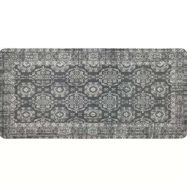 Kitchen & Floor Mats-Kirkland's Home Gray Floral Cushioned Kitchen Mat Gray/White