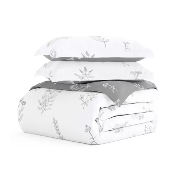 Duvets-Kirkland's Home Gray Floral Reversible 2-Pc. Twin Duvet Cover Set Gray/White