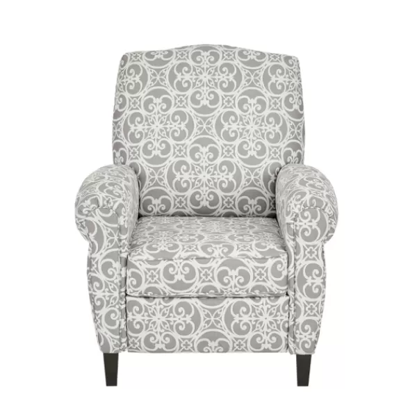 Accent Chairs-Kirkland's Home Gray Fretwork Orville Recliner Gray/White