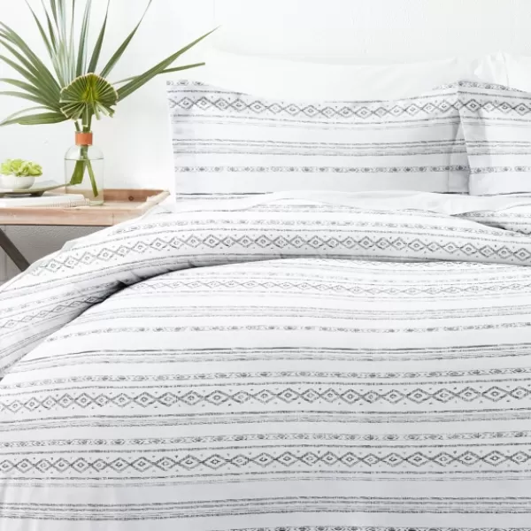 Duvets-Kirkland's Home Gray Geometric 3-Pc. King Duvet Cover Set Gray/White