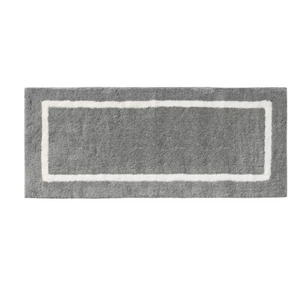 Bathroom Rugs-Kirkland's Home Gray Geometric Pattern Reversible Bath Mat, 60 In. Gray/White