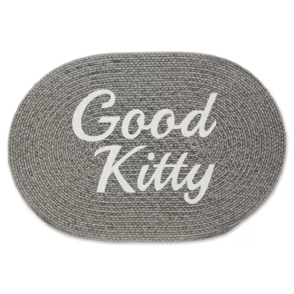 Kitchen & Floor Mats-Kirkland's Home Gray Good Kitty Pet Bowl Mat Gray/White