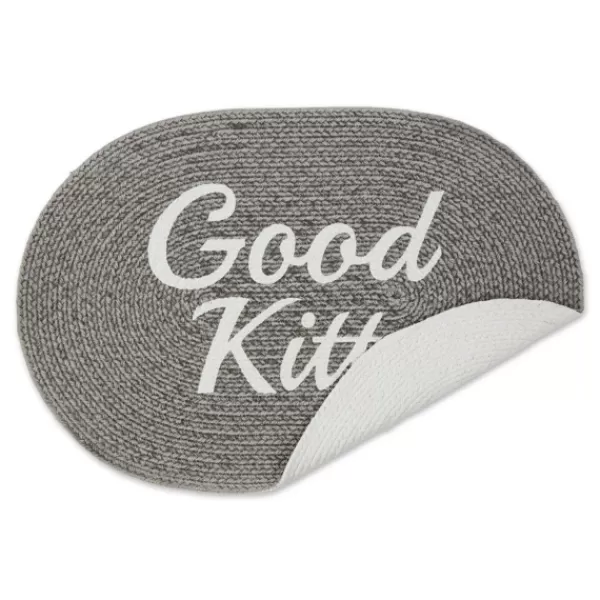 Kitchen & Floor Mats-Kirkland's Home Gray Good Kitty Pet Bowl Mat Gray/White