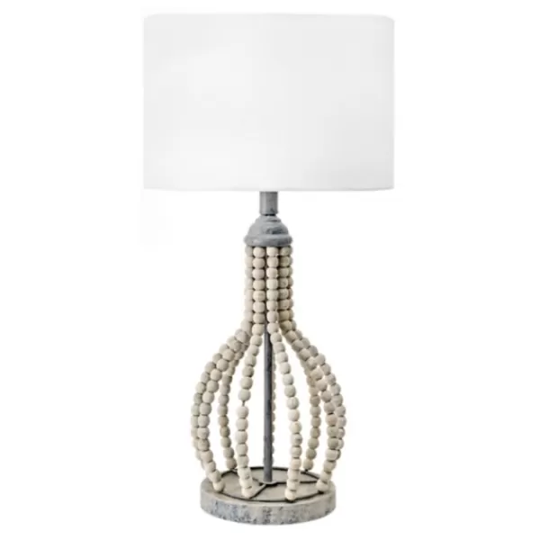 Table Lamps-Kirkland's Home Gray Iron And Rattan Beaded Table Lamp White