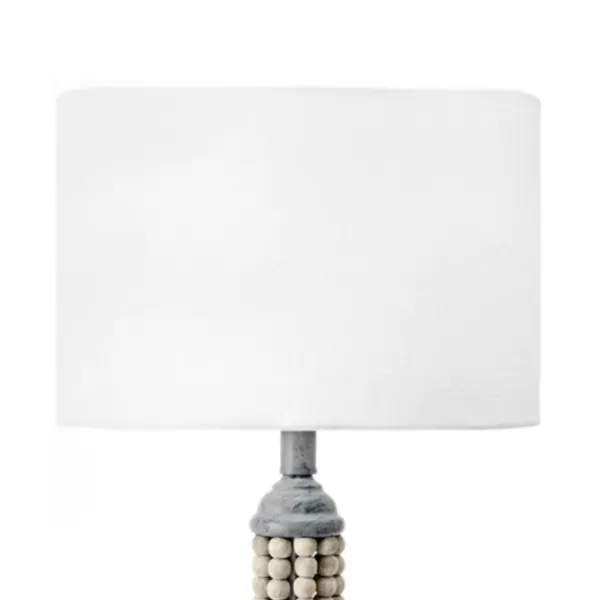 Table Lamps-Kirkland's Home Gray Iron And Rattan Beaded Table Lamp White