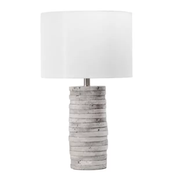 Table Lamps-Kirkland's Home Gray Layered Cylinder Table Lamp White
