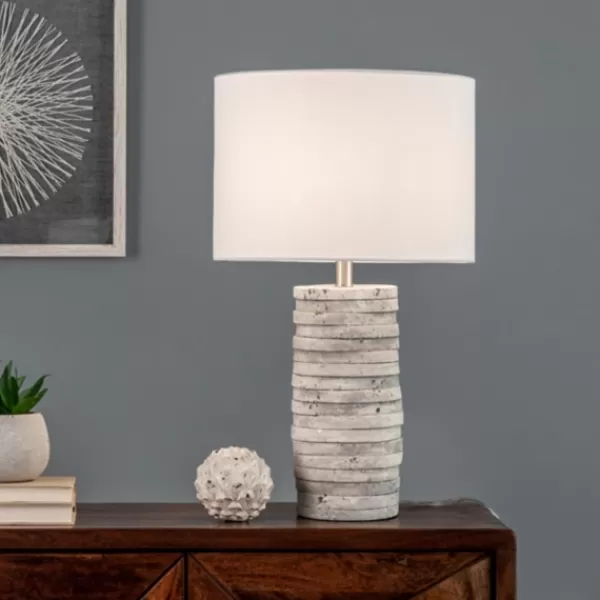 Table Lamps-Kirkland's Home Gray Layered Cylinder Table Lamp White