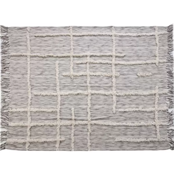 Blankets & Throws-Kirkland's Home Gray Line Work Throw Gray/Ivory
