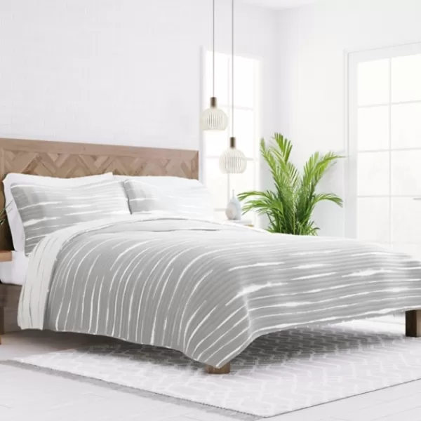Quilts-Kirkland's Home Gray Linear Reversible 3-Pc. King Quilt Set Gray/White