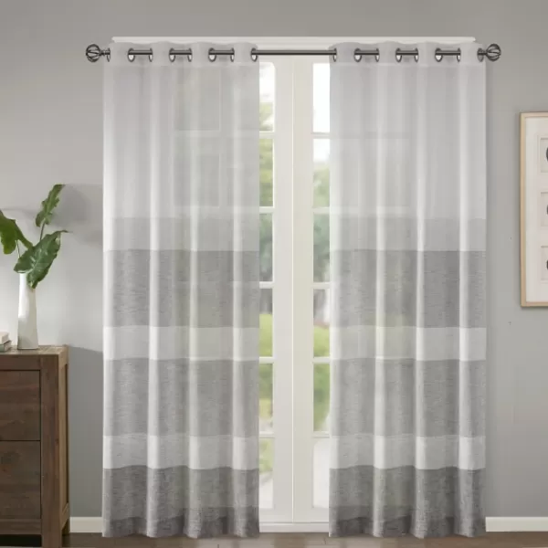 Curtains & Drapes-Kirkland's Home Gray Modern Stripes Curtain Panel, 84 In. Gray/White
