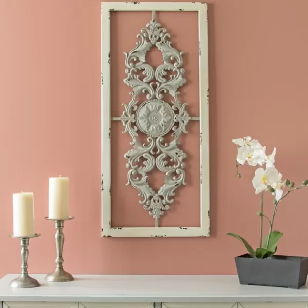 Wall Plaques-Kirkland's Home Gray Scroll Panel Plaque White/Gray