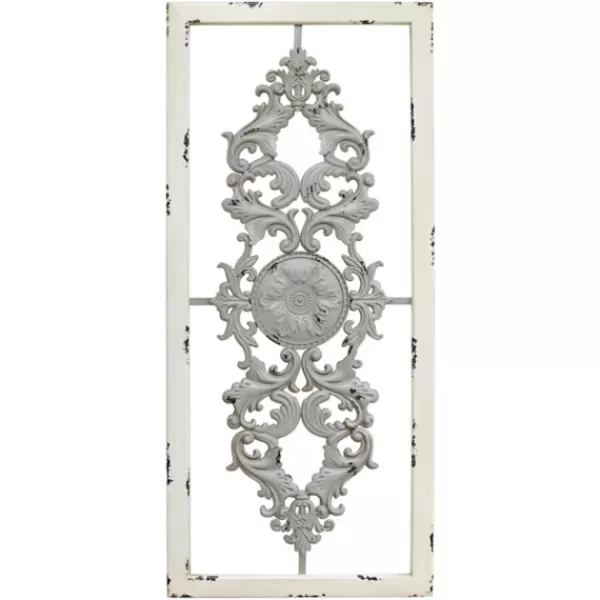 Wall Plaques-Kirkland's Home Gray Scroll Panel Plaque White/Gray