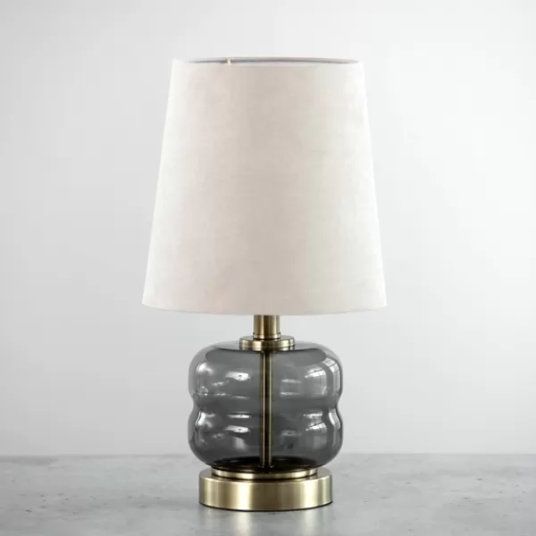 Table Lamps-Kirkland's Home Gray Smoked Glass Table Lamp Ivory