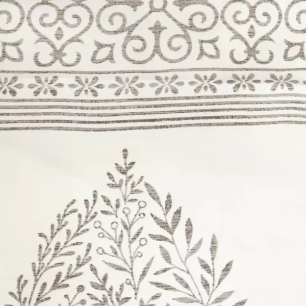 Curtains & Drapes-Kirkland's Home Gray Teardrop Leaves Curtain Panel Set, 84 In. Gray/White