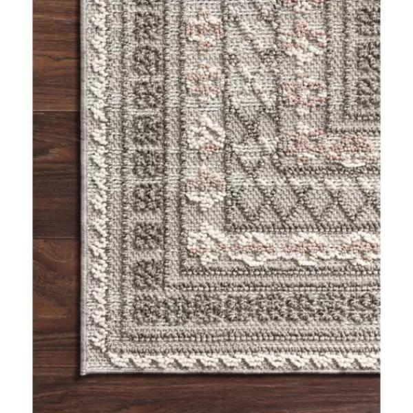 Outdoor Rugs-Kirkland's Home Gray Textured Border Outdoor Area Rug, 7X10 Gray/Tan/Ivory