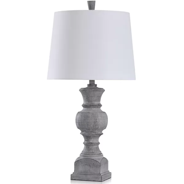 Table Lamps-Kirkland's Home Gray Textured Spindle Table Lamp White