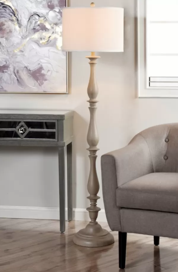 Floor Lamps-Kirkland's Home Gray Traditional Spindle Floor Lamp White