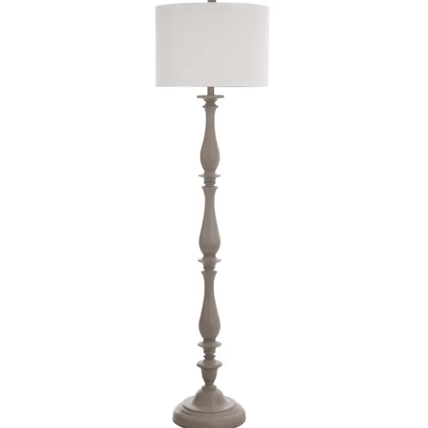 Floor Lamps-Kirkland's Home Gray Traditional Spindle Floor Lamp White