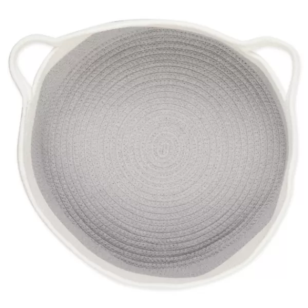 Baskets & Boxes-Kirkland's Home Gray Two-Tone Rope Cat Ear Basket Gray/White