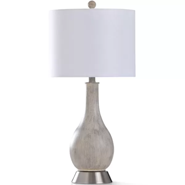 Table Lamps-Kirkland's Home Gray Wash Rounded Table Lamp White