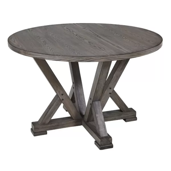 Dining Tables-Kirkland's Home Gray Wooden Fiji Round Dining Table
