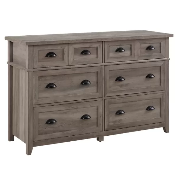 Dressers & Chests-Kirkland's Home Graywash Wood Cup Handle Dresser Tan