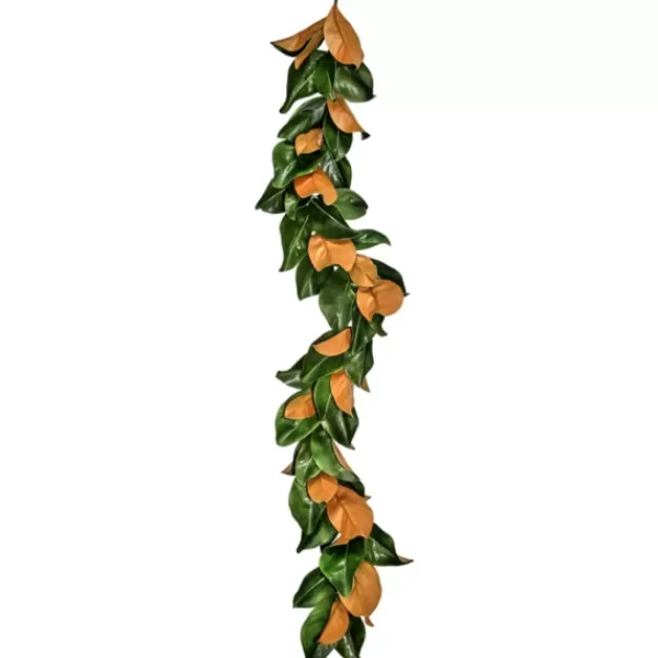 Arrangements & Greenery-Kirkland's Home Green And Orange Magnolia Leaf Garland Green/Orange