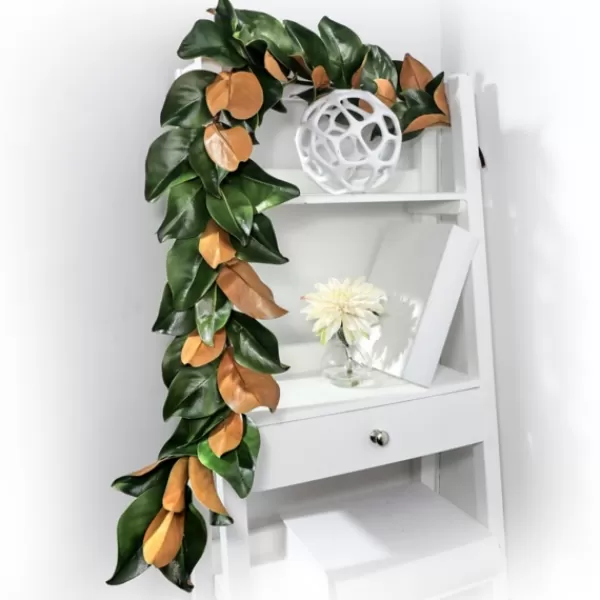 Arrangements & Greenery-Kirkland's Home Green And Orange Magnolia Leaf Garland Green/Orange