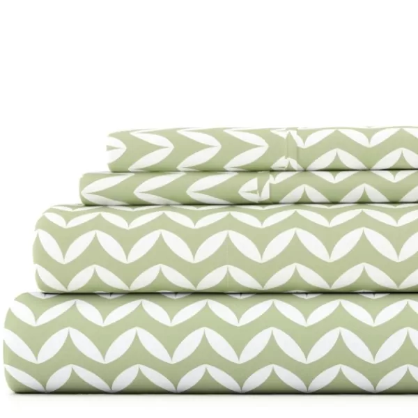 Bed Sheets-Kirkland's Home Green And White Chevron 3-Pc. Twin Sheet Set Green/White