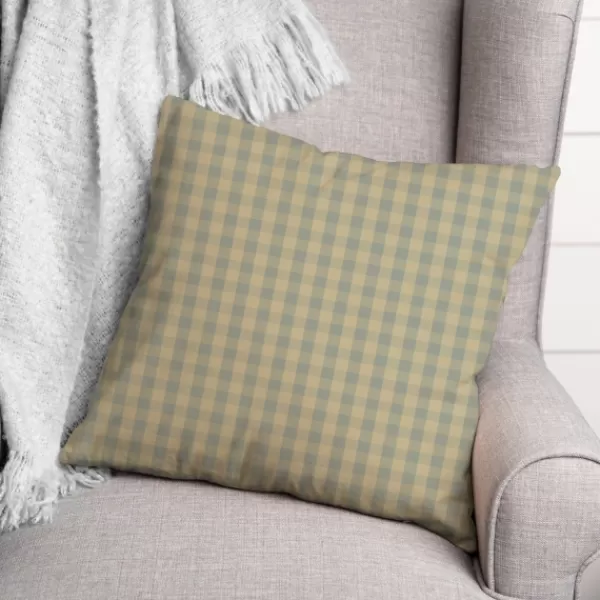 Pillows-Kirkland's Home Green And Yellow Plaid Pillow Green/Yellow