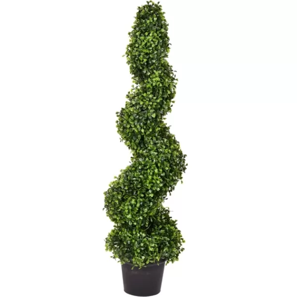 Trees & Topiaries-Kirkland's Home Green Spiral Boxwood Potted Topiary, 3 Ft.