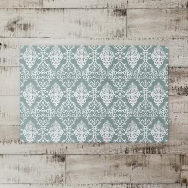 Kitchen & Floor Mats-Kirkland's Home Green Symmetrical Vines Kitchen Mat Green/White