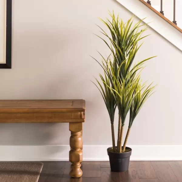 Trees & Topiaries-Kirkland's Home Green Yucca Tree In Black Planter