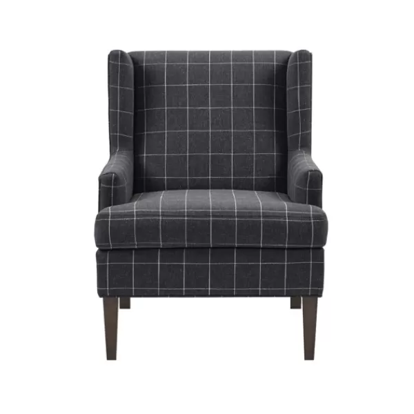 Accent Chairs-Kirkland's Home Grid Plaid Upholstered Martha Stewart Accent Chair Gray