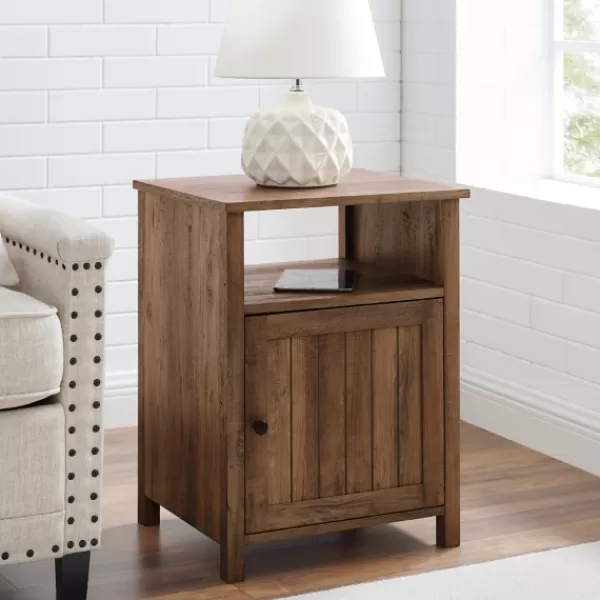 Accent & End Tables-Kirkland's Home Grooved Door Barnwood Side Table Brown