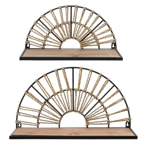 Shelves-Kirkland's Home Half-Moon Woven Seagrass Wall Shelf, Set Of 2
