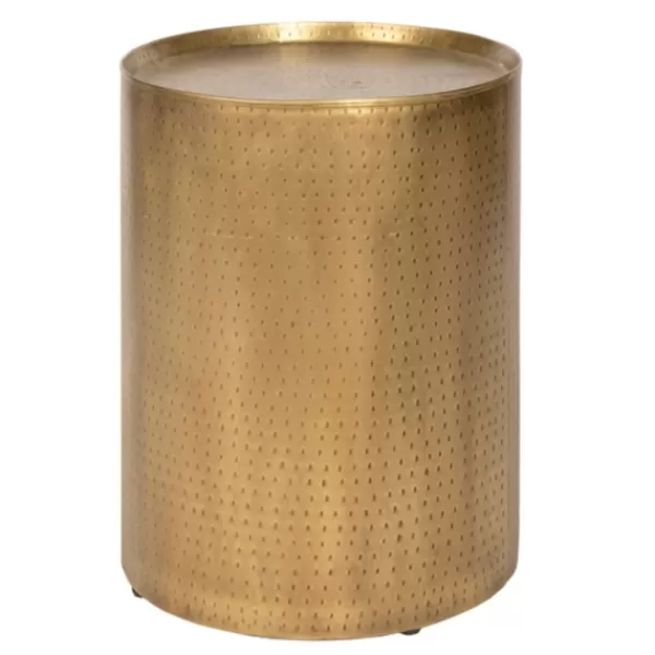 Accent & End Tables-Kirkland's Home Hammered Brass Barrel Accent Table