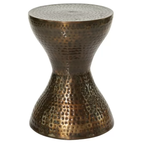 Accent & End Tables-Kirkland's Home Hammered Bronze Iron Hourglass Accent Table Brown