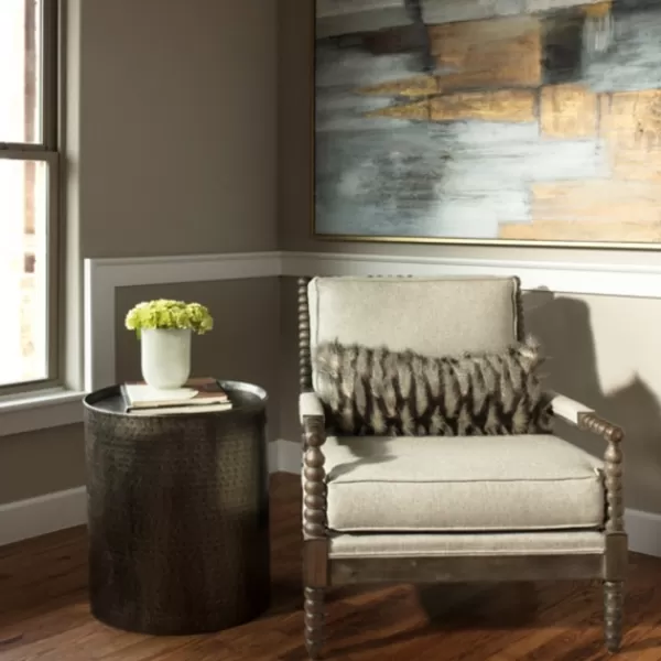 Accent & End Tables-Kirkland's Home Hammered Pewter Barrel Accent Table