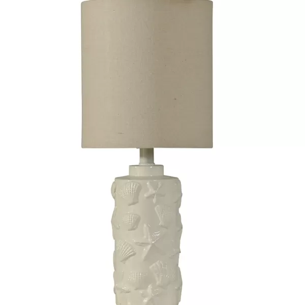 Table Lamps-Kirkland's Home Hand Carved White Seashell Table Lamp Gray