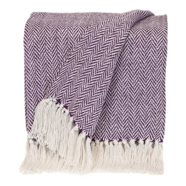 Blankets & Throws-Kirkland's Home Hand Loomed Herringbone Throw Purple