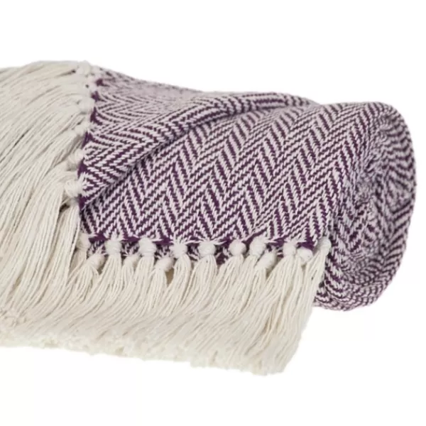 Blankets & Throws-Kirkland's Home Hand Loomed Herringbone Throw Purple