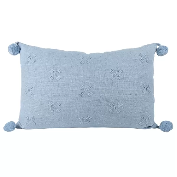 Pillows-Kirkland's Home Hand Stitched Floral Lumbar Pillow Blue