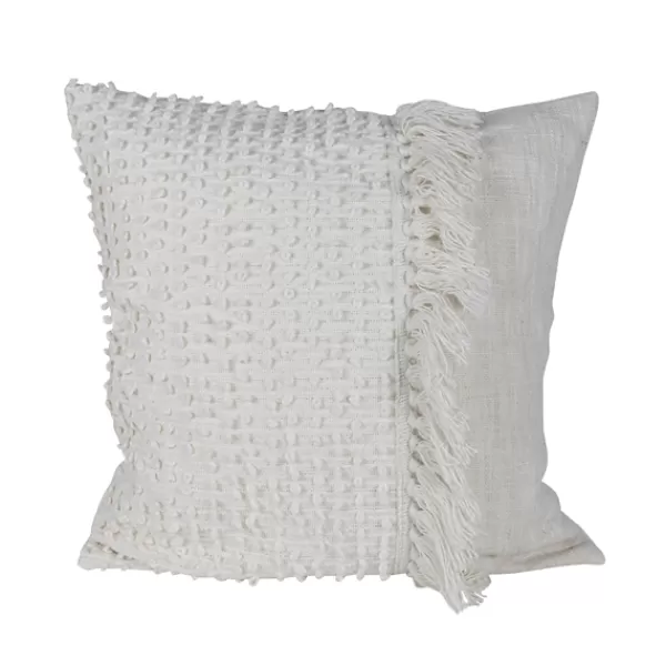 Pillows-Kirkland's Home Hand Woven Pulled Knot Pillow White