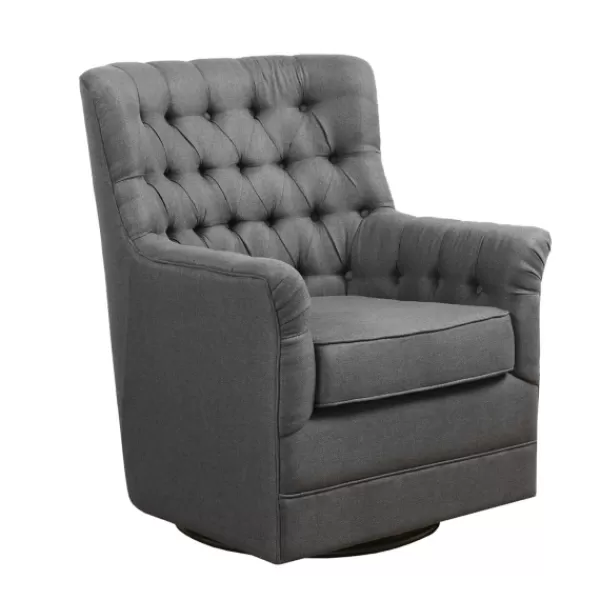 Accent Chairs-Kirkland's Home Hand-Tufted Swivel Glider Accent Chair Gray